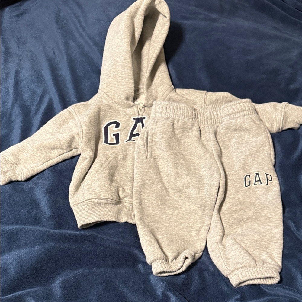 GAP Heather Gray Baby Hoodie and Joggers Set
